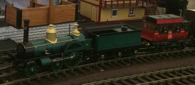 Working model of LNWR Locomotive No. 153 - painted and on tracks
